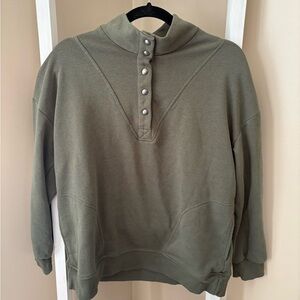 Olive Mockneck 1/4 button up sweatshirt